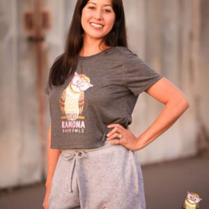 Cropped Tee with Pink Design