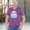 Man Wearing Ramona Barn Owl V Neck Tea in Maroon