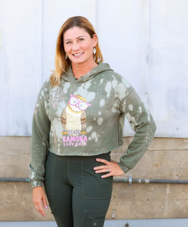 Limited Edition Hand Tie Dyed Cropped Hoodie in Military Green