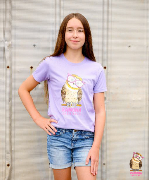 Youth Tee with Pink Logo in Lavender