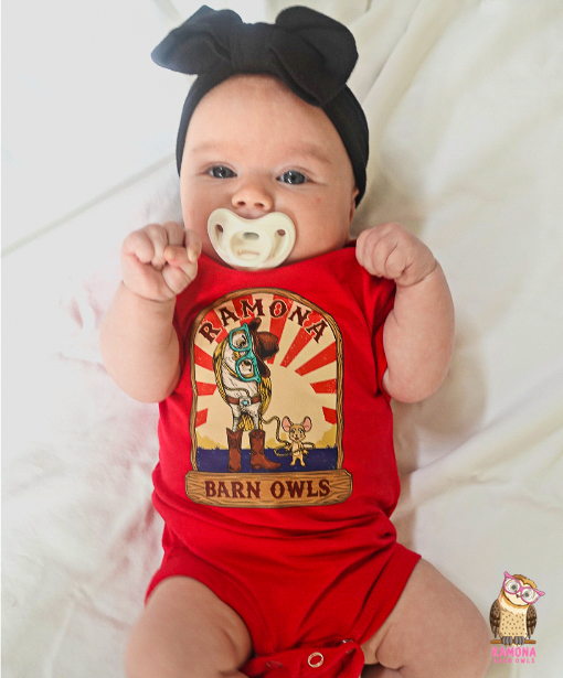 Infant Onesie with Rodeo Design - Ramona Barn Owls