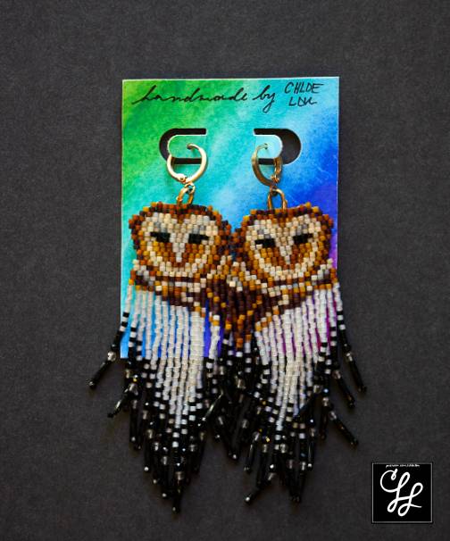 Black Owl Earring