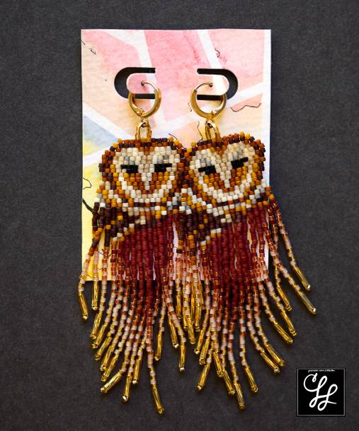 Burgundy Owl Earring